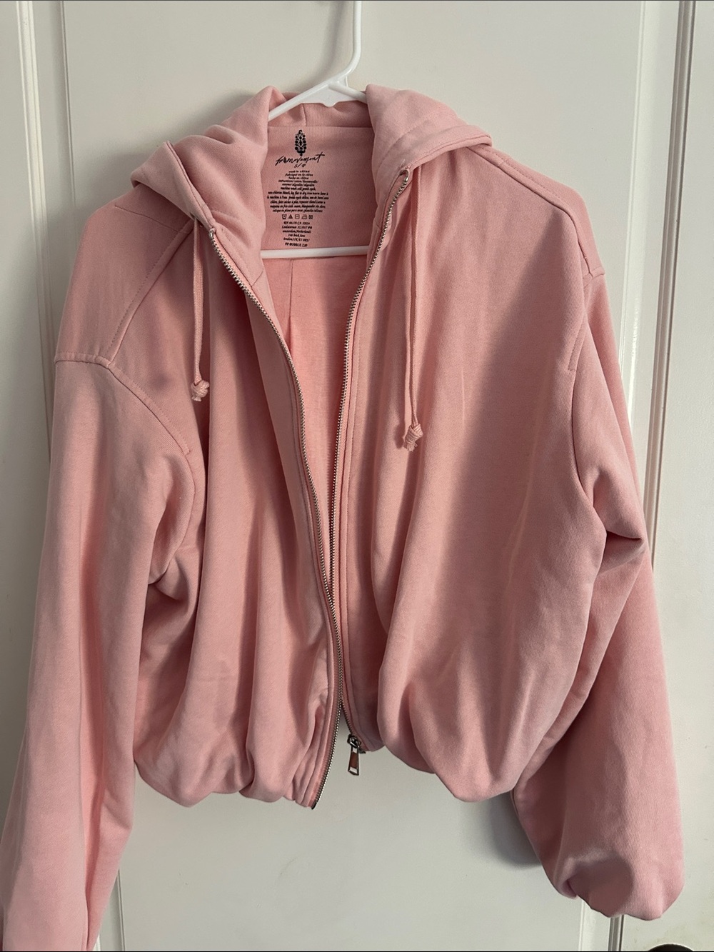 NWOT FP Movement by Free People Blush Pink Full-Zip bubble Hoodie